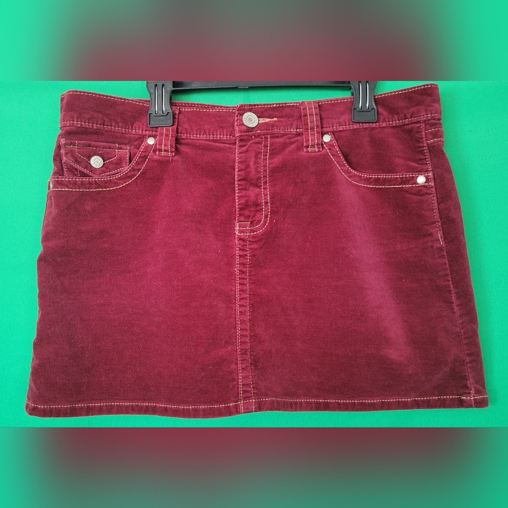 Old Navy Red Corduroy Mini Skirt Ulta Low Waist Rise Y2k Stretch Women Junior 8